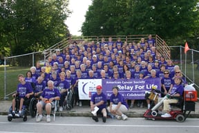 The West Bend Relay for Life team gathers for group photo.